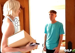 Horny Granny Morgan Shipley Invites Stripper Neighbor For Raw Pounding