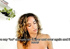 Transwoman teasing and talking - english sub