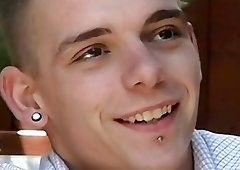 Twink pulls his dick out to jerk off while smoking