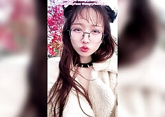 SFW* Cute face kitty sissy Tongue Piercings smokin' outdoors