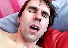 That babe licks and fingers her anus, and this guy licks her moist twat and sucks the sex toy until that guy gets it poked up his butt.