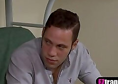 Cheering up my daddys busty tranny GF with anal fuck