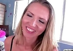 Busty shemale Nina Lawless fucks horny female Alina Long pussy with her toy