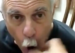 Old daddy give me blowjob and eat my cum 8