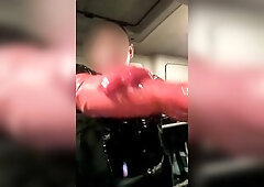 Latex catsuit, latex gloves, heels, latex mask, full latex