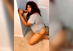 On my knees sucking a bbc sextoy