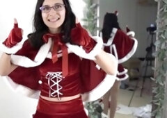 Naughty Christmas costumes part two try-on with Naiadesaqua in anime cosplay