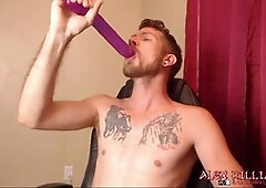 Gay adult toys, throat bulge, solo male