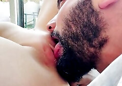 Unshaved Bearded Stud Devours Soaked Snatch to Screaming Climax Then Pounds Her Missionary (Real Amateur Pair)