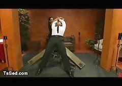 Ts Foxxy ties up taxi driver to wooden restraints