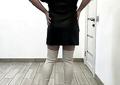 I love so much my white overknee boots and leather style. I cum multiple times in my leather dresses. I'm so slut t-girl sissy. Cum in my throat 