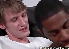 Twink pounds black ass and dumps load