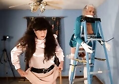 Stephanielorain in charge !!! ... Ronni gets treated to some elevated anguish, during the time that zip-fastened to a stepladder