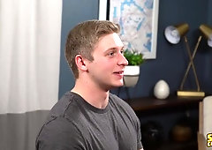 Blond-haired amateur Geoff strokes his hard cock