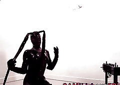 Hot tranny in some fetish latex drills a dude's asshole