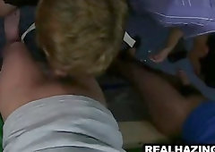 Group of frat boys suck cock and get fucked anally