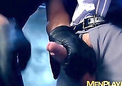 Anal fucking with a boss who is tied up and blindfolded too