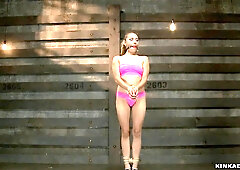 Tiny Latina whipped on hogtie