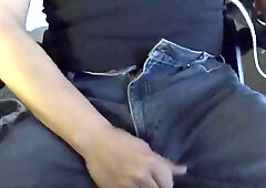 Jacking in Denim & White Panties