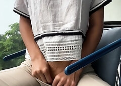 Small titted teen Bella masturbates outdoors