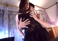 Yukina Saeki gives a wild blowjob and then takes a deep cumshot in her stockings