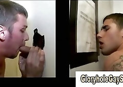 Amateurs at the gloryhole get their dicks out for sucking