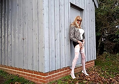 Transgirl Showcasing Off Her White Underwear