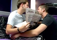 TeachTwinks.com - Trimmed Wesley rimming and Preston on sofa