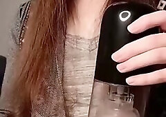 Playing with her Electric Cock Sucker