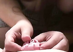 Putting my sissy serf in her recent girly cage after a admirable cleaning!