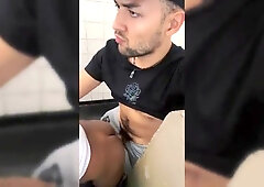 Hookup in a public rest room.