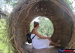 Big round ass Thai amateur GF licked and fucked after a day out with her boyfriend Once back home they had sex in the pool of the AirBnb that they ren