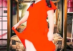 Gorgeous t-girl Ketty lounging in bed with a cute magazine