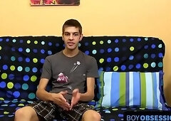 Cute brunette Max Morgan's interview and jerking session