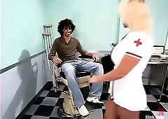 Dax goes to the local clinic for a check up and can’t stop looking at the nurses breasts! That babe gets thoroughly piddled off and starts to castig