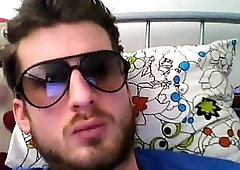 Dude In Glasses Wanking Big Pole On Cam