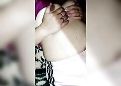 Touching my titties during the time that lying down