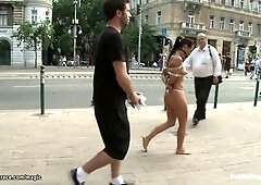Naked anal slut walked in the streets