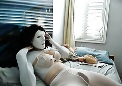 White Ely Pt2! Your rubber futanari girlfriend Ely stretches and pulls on her rubber face!