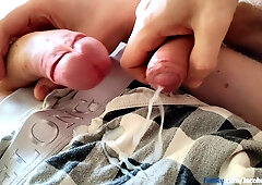 Creampie My Twink, Then We Both Cum On His Boxers