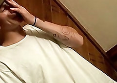 Straight dude with pierced nipples jacks off and cums