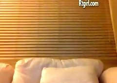 Young ladyboy jerking her cock