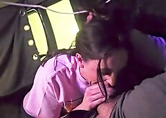 Delilah serves up incredible blowjobs at the casino, swallowing two loads