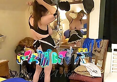 Big titty milf gets tied up and has fun with her new camera