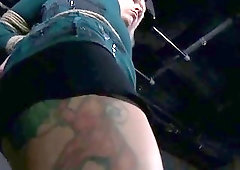 Blonde woman gets tied up for cruel punishment BDSM porn