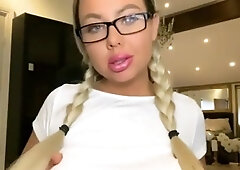 Hawt secretary with biggest melons gives u Swedish JOI