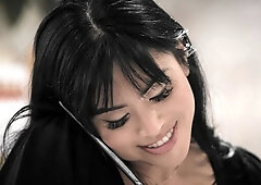 Sensual brunette babe Ember Snow is getting pleasure in the cowgirl pose