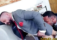 Suited Dan Tyser bent over for a rough ass fucking by psychologist Gustavo Cruz