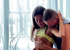 Sucking my boyfriend's cock while getting fucked in the booty by a yoga instructor