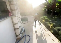 that babe wanted to take a dip in the pool at somebody else's Villa but that babe had to suck a large wang and screw